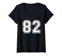 Womens 82 Number Eighty-Two Team Sports Graphic Matching Varsity V-Neck T-Shirt