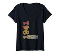Womens 84th Birthday Gift men & women born 1941 turning 84 Year Old V-Neck T-Shirt