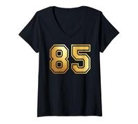 Women's 85 Number Eighty-Five Team Sports Graphic Varsity Matching V-Neck T-Shirt