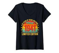 Womens 85th Birthday Gifts Born in 1941 85 Years Old Bday Party V-Neck T-Shirt