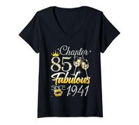 Women's 85th Birthday Queen Chapter 85 Fabulous Since 1941 Women V-Neck T-Shirt