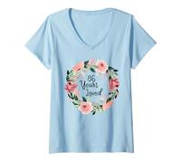 Womens 86 Years Loved Women Men 86 Years Old 86th Birthday V-Neck T-Shirt
