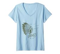 Women's 8647 Subtle Floral 86 47 Native Americans Protest Resist Art V-Neck T-Shirt