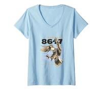Women's 8647 Subtle Floral 86 47 Portland Frog Eagle Protest Resist V-Neck T-Shirt