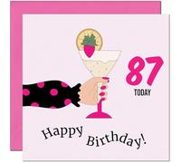 Women's 87th Birthday Card - Polka Dot Lady Adults Pink Girly Birthday Card for 87 Year old Woman Ladies Grandma Nan Mum Aunt Friend Sister Eighty Seven, Eighty Seventh Nanny