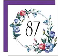 Women's 87th Birthday Card with Floral Design - Ladies Floral bday Birthday Card for 87 Year old Woman Ladies Grandma Nan Mum Aunt Friend Sister Eighty Seven, Eighty Seventh Nanny