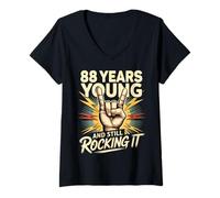 Women's 88 Years and Still Rocking It 88th Birthday Funny V-Neck T-Shirt