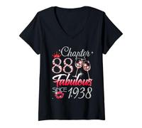 Women's 88th Birthday Queen Chapter 88 Fabulous Since 1938 Women V-Neck T-Shirt