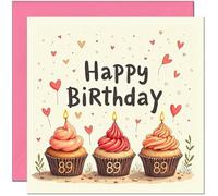 Women's 89th Birthday Card - Cupcake Numbers - Ladies Cute Birthday Card for 89 Year old Woman Ladies Grandma Nan Mum Aunt Friend Sister Eighty Nine, Eighty Ninth Nanny
