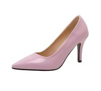 Women's 8cm All-Day Comfort Stiletto Heels Glossy Patent Leather Pointed Toe Pumps Capsule Wardrobe Essential for Office & Meetings,Lavender,7 UK