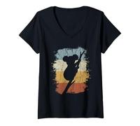 Womens 8os Retro Australian Marsupial Climbing Koala Silhouette V-Neck T-Shirt