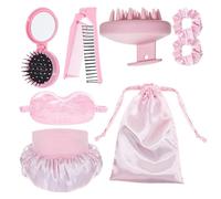 Women's 8pcs Hair Care Essential Set Includes Silk Sleep Breathable Shower Caps Portable Comb Scalp Massage Brush Quick Dry Hair Towel For Post Shower