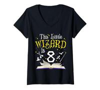Womens 8th B-Day Magic Wizard 8 Year Old Birthday Matching Family V-Neck T-Shirt