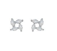Women's 9 Carat 375 White Gold Mini Windmill Earrings Moissanite