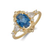 Women's 9 Carat Gold 375 Wedding Bands Rings 4-Prong Topaz, Size P 1/2