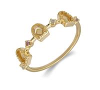 Women's 9 Carat Gold Hollow Promise Bands Amethyst Topaz, Size U 1/2