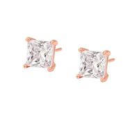 Women's 9 Carat Rose Gold 375 Earrings 4-Prong Solitaire 1.25 ct Moissanite