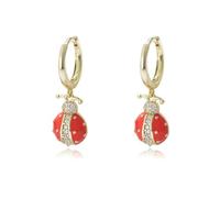 Women's 9 Carat Yellow Gold Au375 Ladybug Earrings Round Diamond