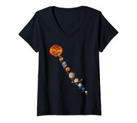 Women's 9 Planet System Nine Planets with Labels V-Neck T-Shirt