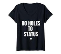 Womens 90 Holes to Status Golf V-Neck T-Shirt
