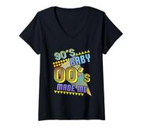 Womens 90s Baby 00s Made Me Retro Vintage 90s Nostalgia 1990s Party V-Neck T-Shirt