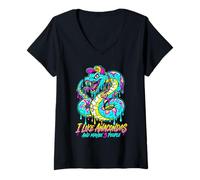 Women's 90s Dripping I Like Anacondas & Maybe 3 People Reptile Drip V-Neck T-Shirt