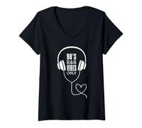 Womens 90s R&B Vibes Only - Nineties Soul Music 90's Headphones V-Neck T-Shirt
