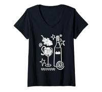 Women's 90s Y2K Cute Curious Kitten Stuck in a Wine Glass V-Neck T-Shirt