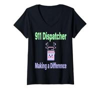 Women's 911 Dispatcher Humor Making a Difference Job Pride V-Neck T-Shirt