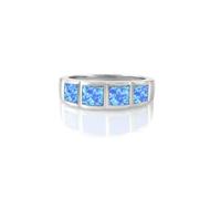 Women's 925 Silver Created Blue Opal Band Ring Sizes 6-9 Gift-6
