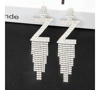 Women's 925 Silver Needle Rhinestone Letter Earrings Banquet Tassel Earrings-W-Gold