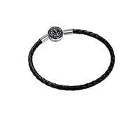 Women'S 925 Sterling Silver Bead Leather Bracelet Auspicious Clouds Initial Letter V Cuff Bangles With With Gift Box Vintage Jewelry For Him Her Soulmate Black 19Cm