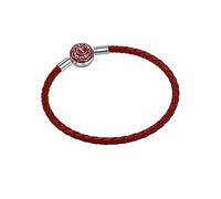 Women'S 925 Sterling Silver Bead Leather Bracelet Auspicious Clouds Initial Letter V Cuff Bangles With With Gift Box Vintage Jewelry For Him Her Soulmate Dark Red 19Cm