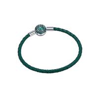 Women'S 925 Sterling Silver Bead Leather Bracelet Auspicious Clouds Initial Letter V Cuff Bangles With With Gift Box Vintage Jewelry For Him Her Soulmate Dark Green 16Cm