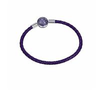 Women'S 925 Sterling Silver Bead Leather Bracelet Auspicious Clouds Initial Letter V Cuff Bangles With With Gift Box Vintage Jewelry For Him Her Soulmate Dark Purple 16Cm