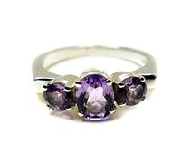 Women's .925 Sterling Silver Natural Amethyst Ring Princess Cut Birthstone Chakra Healing Statement Ring for Anniversary Birthday Valentine's Day Mother's Day Elegant Modern Jewelry