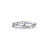 Womens 925 Sterling Silver Rings, Cz Rings Simple Double-Layer Arc Design Cubic Zirconia Round Shape Silver Elegant Jewelry for Wife Size R 1/2