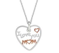 Women's 925 Sterling Silver Rose Gold Plated I Love You Mum Heart Necklace, 46cm
