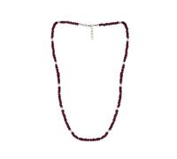 Women's 925 Sterling Silver Ruby Gemstone Bead Beaded Necklace, 45 + 2 cm Extender