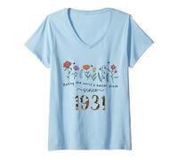Womens 94th Birthday Making The World A Better Place Since 1931 V-Neck T-Shirt