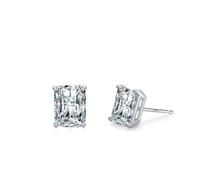 Women's 950 Platinum Solitaire Earrings Rectangle White Moissanite