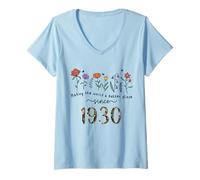 Womens 95th Birthday Making The World A Better Place Since 1930 V-Neck T-Shirt