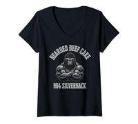 Womens 96.4% Silverback Gym Apparel, Body Building, Strongman, Beef V-Neck T-Shirt