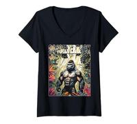 Womens 96.4% Silverback Gym Apparel, Body Building, Strongman, Jung V-Neck T-Shirt
