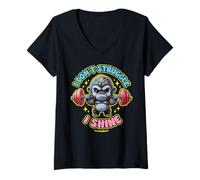 Womens 96.4% Silverback Gym apparel, body building, Strongman, Shin V-Neck T-Shirt