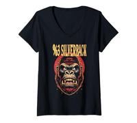 Womens 96.4% Silverback Gym Apparel, Body Building, Strongman, Vint V-Neck T-Shirt