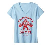 Women's 96.4% Silverback Gym Apparel, Venice Beach Fitness, Red V-Neck T-Shirt