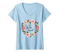Womens 97 Years Loved Women Men 97 Years Old 97th Birthday V-Neck T-Shirt
