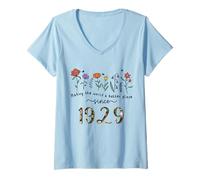 Women's 97th Birthday Making The World A Better Place Since 1929 V-Neck T-Shirt