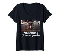Women's 99% Caffeine 1% Trash Panda Funny Raccoon V-Neck T-Shirt